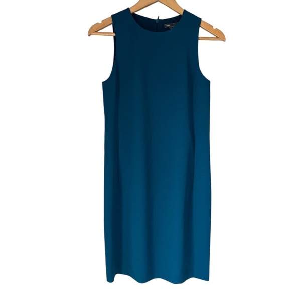 Vince Teal dress slit front pockets lined sleeveless size 0 work attire career - Picture 1 of 4
